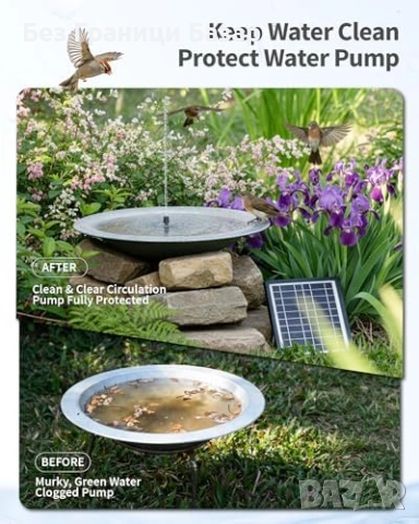 Нова водна помпа 4W соларен фонтан POPOSOAP с филтър за градина и поилка, снимка 3 - Други - 53914409
