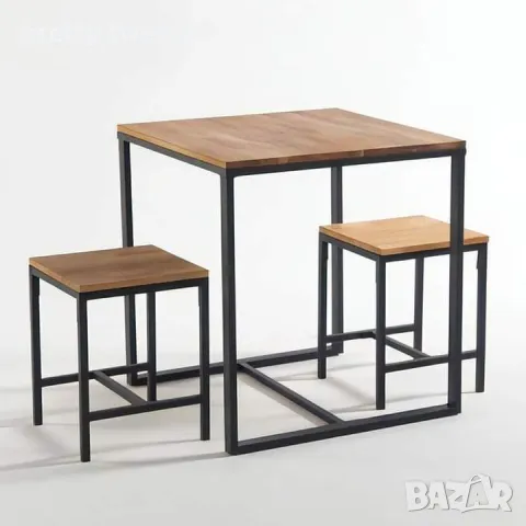 Комплект маса със столове от метал и дърво или метал с ПДЧ плотове в индустриален стил , снимка 5 - Маси - 49684977