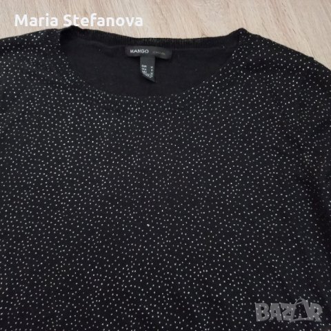 Черна блуза със сребърни точки Mango