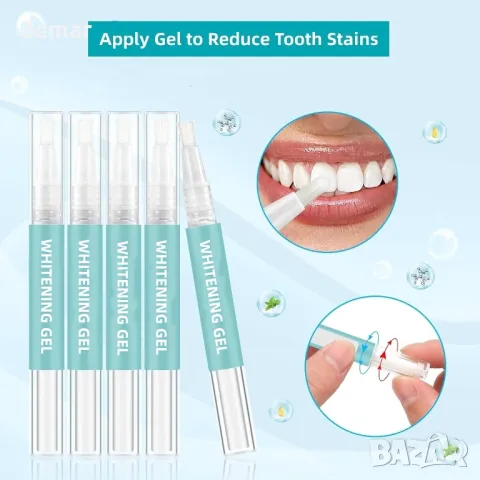 Комплект за избелване на зъби Riatanxi: 5×3 ml избелващи гел химикалки, 16X синя LED светлина, снимка 3 - Други - 49244976