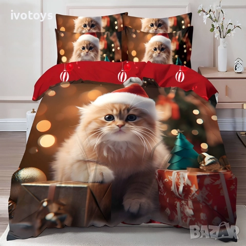 Двулицево коледно спално бельо (Реално изображение), 6 части - Модел WS17116