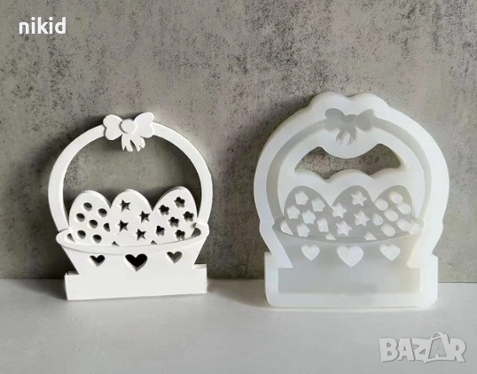 Кошница с 3 яйца силиконов молд форма фондан шоколад гипс смола Великденски 