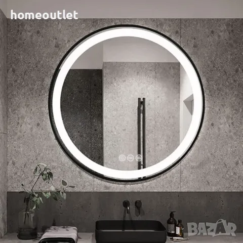 ПРОМОЦИЯ Стенно LED огледало с различни възможности за монтиране, 60см - LUVODI XMR-Y28-668-BK-EU, снимка 2 - Огледала - 49677182