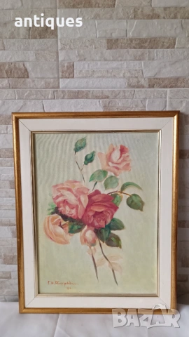 Картина "Flowers" - масло върху платно - 49/38см