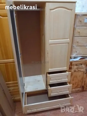Гардероб комбиниран 90 см. без надстройка.С огледало-Масив.Наличен!, снимка 2 - Други стоки за дома - 48859664