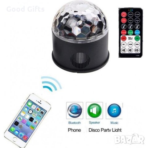 LED парти лампа проектор с дистанционно 9W , Bluetooth, снимка 8 - Прожектори - 30282283