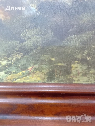 „Спокойствие край езерото“ – Авторска маслена живопис в масивна рамка, снимка 9 - Картини - 53966492