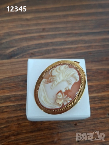 Старинна златна брошка/медальон с камея