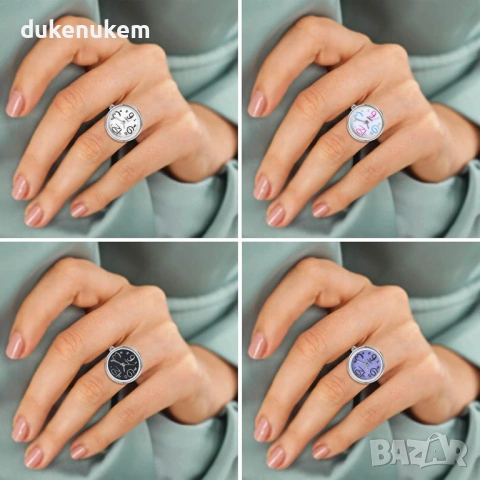 Дамски пръстен-часовник с кварцов механизъм – ултратънък, кръгъл, регулируем, снимка 2 - Дамски - 53129743