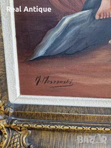 Уникална антикварна авторска майсторска белгийска картина масло върху платно, снимка 9 - Антикварни и старинни предмети - 51050177