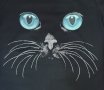 Страхотна нова дамска черна тениска с 3D трансферен печат Котка със сини очи, снимка 2