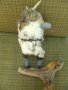 № 6502 стара фигура   - дърво, метал,текстил,кожа  - размери - височина 46 см , ширина 30 см , снимка 6