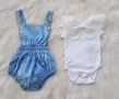 Бебешки дънков гащеризон и боди с якичка 0-3 месеца , снимка 9