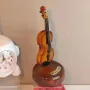 Ръчно изработена въртяща се музикална кутия с форма на цигулка в ретро стил,механична, снимка 2