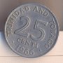 Тринидад и Тобаго 25 цента 1966 година, снимка 1 - Нумизматика и бонистика - 42391153