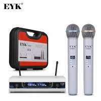 Безжична микрофонна UHF система EYK-E3002W, 2 мет. микрофона, обхват до 60 м, функциия Mute , снимка 2 - Аудиосистеми - 39129046