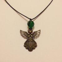 Прекрасното колие "Ангелът на любовта" в цвят античен бронз и смарагдово зелен кристал, снимка 7 - Колиета, медальони, синджири - 29910208