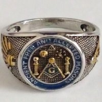 Мъжки масонки пръстен, Размер 64, снимка 1 - Пръстени - 42349761
