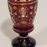 кристална чаша бокал Bohemia рубинен кристал с позлата , снимка 5 - Антикварни и старинни предмети - 42265706
