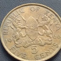 Монета 5 цента 1966г. Кения уникат за КОЛЕКЦИОНЕРИ 41163, снимка 2 - Нумизматика и бонистика - 42775166