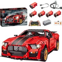 Ford Mustang Shelby GT500 Конструктор Двигатели LED RC Смарт 1:8 LEGO Лего, снимка 1 - Конструктори - 39359593
