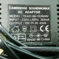 Адаптер SOUNDWORKS TEAD-66-153000 V 15V 3A AC ADAPTER POWER UK PLUG, снимка 1 - Кабели и адаптери - 30406798