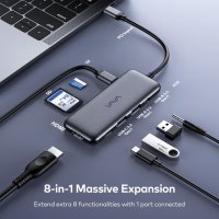 VAVA 8-в-1 USB C хъб с 4K 60Hz HDMI, 2xUSB 3.0, USB C, USB C - PD, Audio, снимка 2 - Други - 38019424