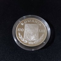 Румъния 1996 - 100 леи - УЕФА ЕВРО 1996 – Футбол - Сребърна монета, снимка 2 - Нумизматика и бонистика - 44365295