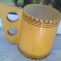 Дървена чаша халба с пирографиран бор и дървар, снимка 2 - Други ценни предмети - 37406869