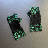 Дантелени ръкавици без пръсти в черно и зелено- код 8604, снимка 5 - Ръкавици - 44808406