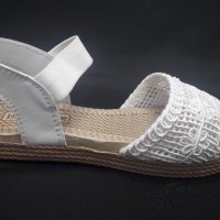 Дамски сандали 3308 в бяло и бежово, снимка 5 - Сандали - 36902017