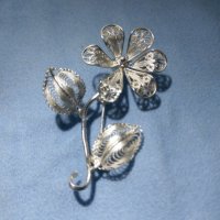 Сребърна  брошка, висулка /филигран/, снимка 1 - Колиета, медальони, синджири - 35375614