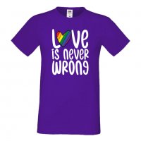 Мъжка тениска Love Is Never Wrong Прайд,Празник.Повод,Изненада, снимка 13 - Тениски - 37103207