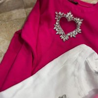 Дамски блузи 5 цвята сърце кристали рипс  , снимка 3 - Блузи с дълъг ръкав и пуловери - 42722167