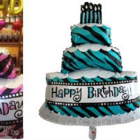 Гигант торта на етажи Happy Birthday и свещи фолио фолиев балон хелий и въздух парти рожден ден, снимка 1 - Други - 30121675