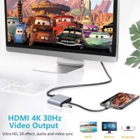 USB C хъб Multiport Adapter, 4К HDMI, VGA, USB 3.0, PD 87W, алуминиев, снимка 2 - Други - 40214391