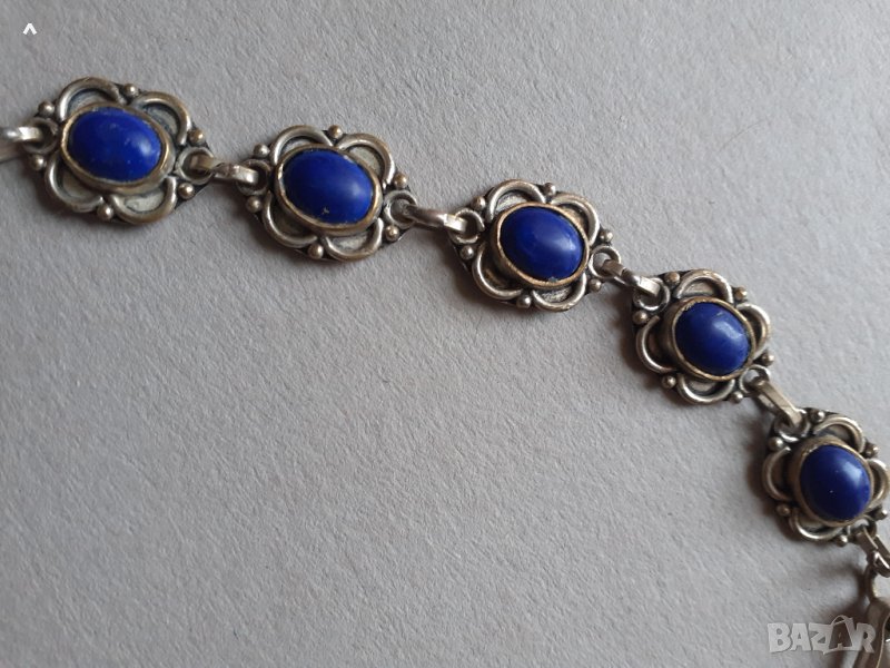Посребрена гривна с лазурит, снимка 1