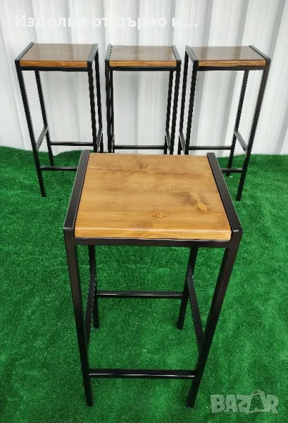 Столове за хранене или бар от дърво и метал заварена конструкция масивно дърво , снимка 1