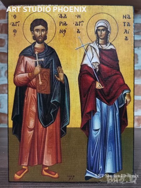 Икона на Св. Св. Адриян и Наталия ikona sveti sveti adrian i natalia, снимка 1