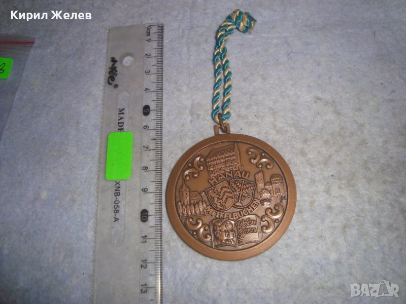 Стар НЕМСКИ МЕДЕН Градски ЮБИЛЕЕН МЕДАЛ Провинция ХЕСЕН Гр. Ханау РОДНОТО МЯСТО на БРАТЯ ГРИМ 30662, снимка 1