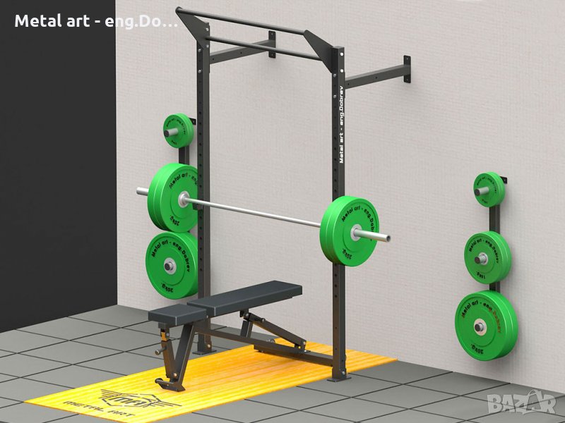 Стойка за клек с двоен летящ лост за монтаж на стена - Squat Rack, снимка 1