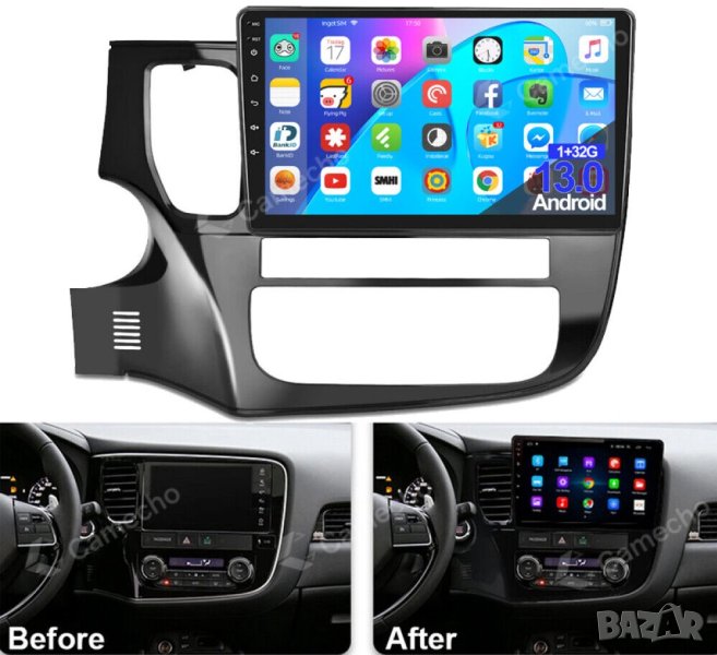 Мултимедия, за Mitsubishi Outlander, Двоен дин, Навигация, Андроид, дисплей, плеър, екран, Android, снимка 1