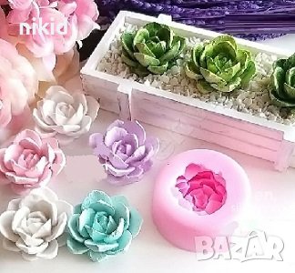 3D Голям Сукулент растение цвете силиконов молд форма декорация торта фондан шоколад свещ гипс сапун, снимка 1