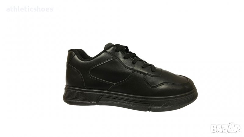 Мъжки кожени маратонки в черно-2038, снимка 1