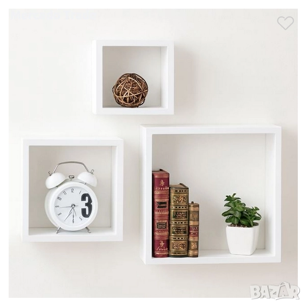 Комплект декоративни рафтове Mercado Trade, За стена, 3бр., Бял, снимка 1