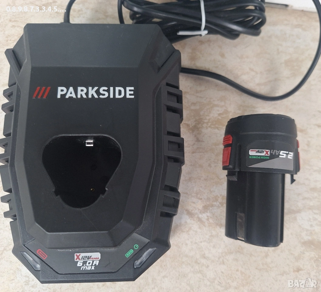 батерия PAPK 12 2.5 A1 и зарядно устройство PLGK 12V 6.0 A1 Parkside Performance , снимка 1