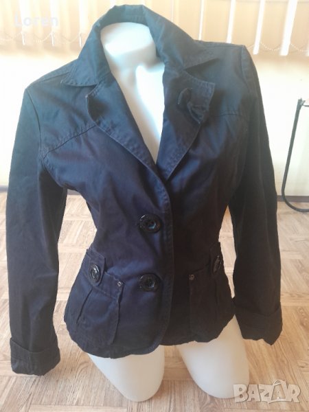 Дамско черно сако с панделка, снимка 1