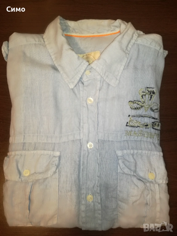 МASON'S - Ленена Мъжка Риза Къс Ръкав, снимка 1