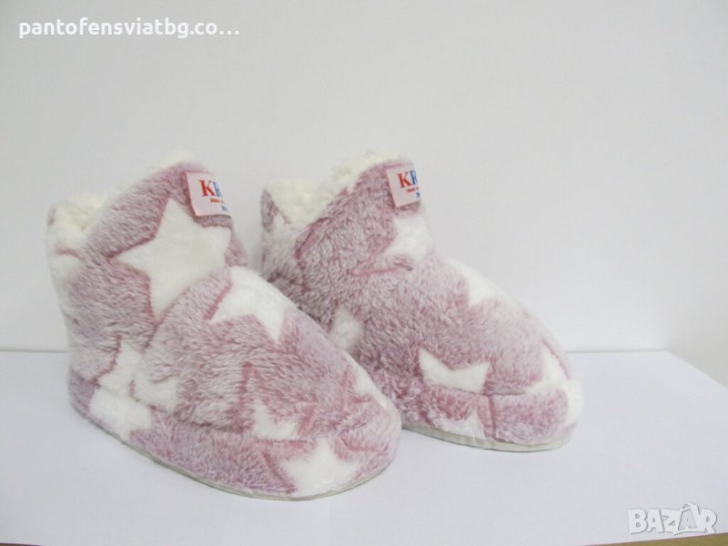 Дамски пантофи тип ботуш лилав звезди, снимка 1