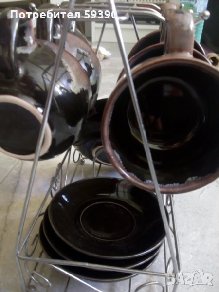 Керамични чаши за кафе със стойка, снимка 1